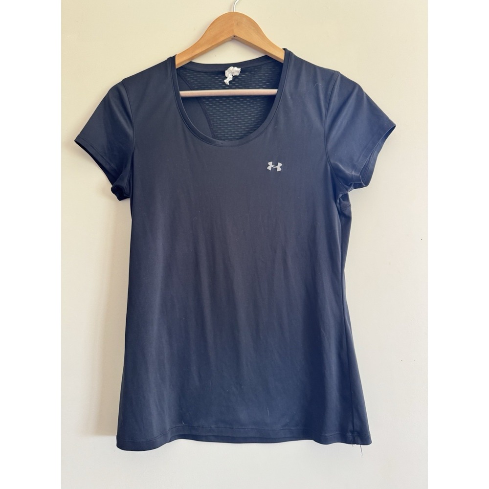 Underarmour Scoop Neck Athletic Shirt Women's Black Mesh